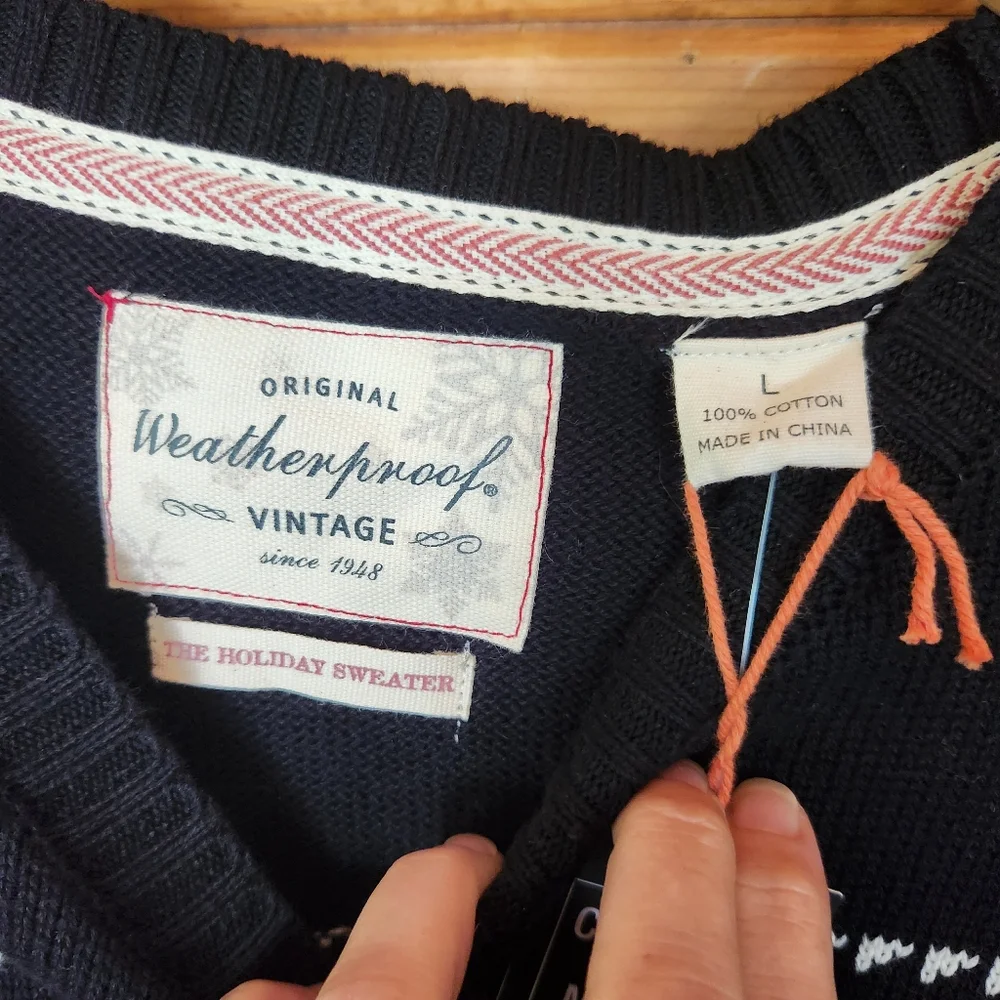 Weatherproof 💙 Vintage NWT The Holiday Sweater Snowflake Fair Isle Crew‎ Knit L